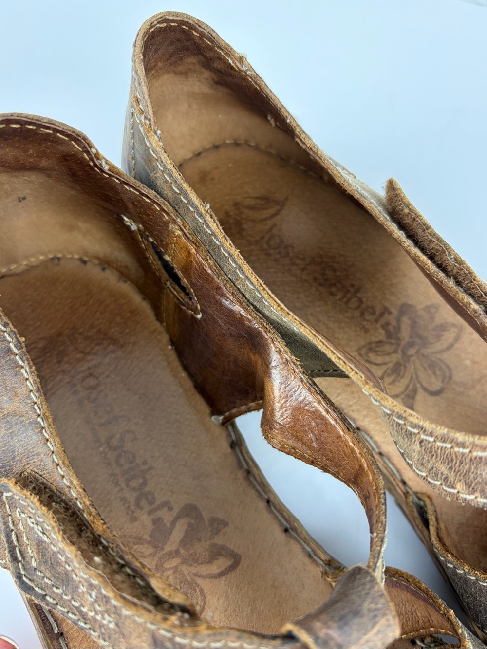 Josef Seibel Rosalie 29 Brown Leather Closed Toe Mary Jane Sandals 39 - Picture 5 of 11
